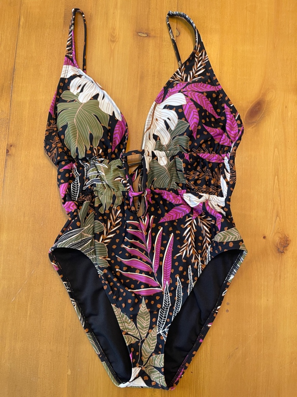Bar III Safari Heat One-Piece Swimsuit with Pink & Green Accents Medium ~ NWT